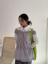 Toyan Frill Shirring Collar Shirt Blouse