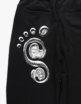 FOOT PRINT LOGO SWEAT PANTS BLACK