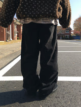 Down Lining Corduroy Wide Pants