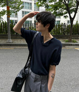 Ocean Henley Short Sleeve Knit