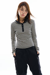 Henry stripe hoodie long sleeve