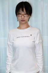 "HIRE ME" CONVERTIBLE  LONG SLEEVE (WHITE)