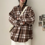 Furden Wool Lining Pocket Oversized Checkered Shirt Jacket