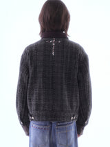 BEADED PIPE EMBROIDERY CROSS JACQUARD DETROIT JACKET