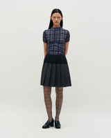 Plaid Smocking T-Shirt _ PURPLE