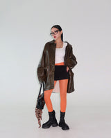 String Leather Dumble Half Coat