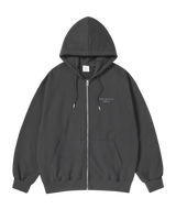 25FW BASIC LOGO NAPPING HOODIE ZIP UP CHARCOAL