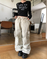 フェイド染色ウォッシュ加工マルチカーゴパンツ