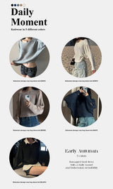  Bohemian damage crop long sleeve knit (5 colors)