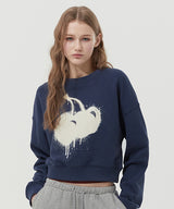 メルティングチェリープリントクロップスウェットシャツ [NAVY]