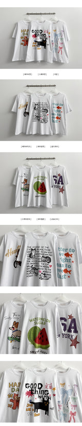 Lime Illustration Digital Printing Overfit Short Sleeve