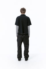 SIDE SNAP BACK LOGO PANTS (BLACK)