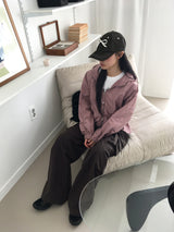 [MADE] Pained metal shirring balloon hood windbreaker two-way zip-up