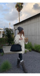 wool white muffler half quilted coat