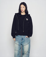 25FW WOMAN ミニACベアクロップフーディージップアップ ブラック