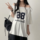 デロンスパン アンバルショルダー ボクシーフィット ショートスリーブTシャツ