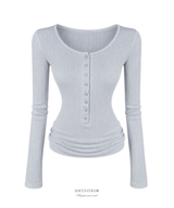 Slim Rib Button Top (3color)