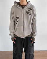 Broken Knit Hooded Zip-Up