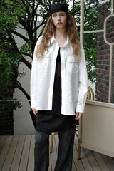 Seersucker check shirt, White