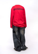 BBD スケッチロゴロングTシャツ (レッド)