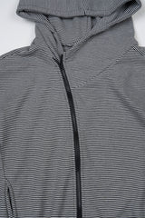 City stripe unbalance hood zip-up