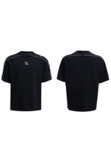 ラインストーンジッパーディテールTシャツ
