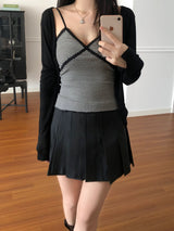 Stripe lace sleeveless (3 colors)