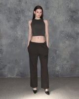 Triclipse Embroidered Sleeveless Khaki Gray