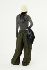 Balance incision ribbed crop hoodie