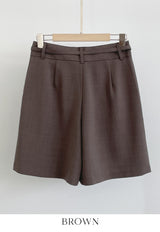Dinet High-Waist Pintuck Shorts Slacks (Belt Set)