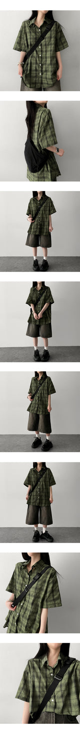 ハンディーオーバーサイズフィットチェック柄ショートスリーブシャツ