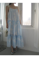 Sky Cloud Cancan Sleeveless Long One Piece