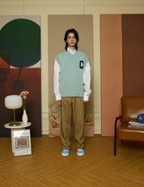 3D C Patch Sky Blue Knit Vest [Unisex]