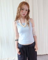 DUAL SHIRRING LAYERED CAMI
