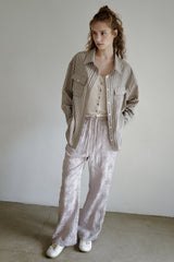 Linen rayon jacquard pants, Grey
