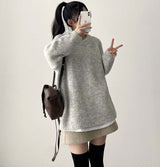  Humming Waist Banding Woolen Miniskirt