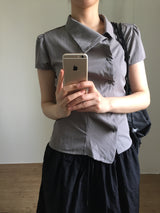 Unbalanced draping blouse (2color)