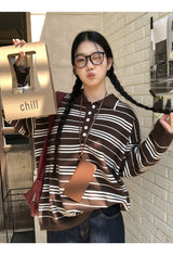 Rugby striped loose fit collar knitwear