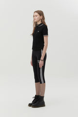 LINE POINT SHORT LEGGINGS [BLACK]