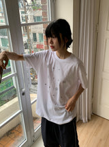 [unisex] ミュール ルーズフィット プリンティング ショート スリーブ ティー