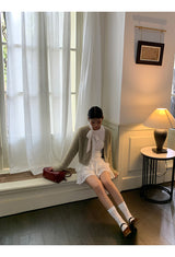 half turtleneck strap lace frill long-sleeve t-shirt