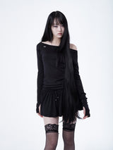 RAGLAN METAL LOGO DRESS [BLACK]