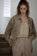 Seersucker check shirt, Brown