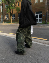 No.1377 camo washed snap wide PT