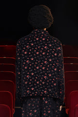 FLORAL JACQUARD ZIP JACKET / BLACK