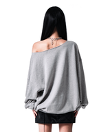 91 CREST PIERCING ONE-SHOULDER SWEATSHIRT MELANGE GRAY