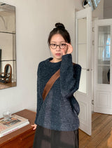 ペンカフカラーモヘアラウンドウールニット