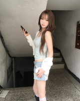 Light denim damage shorts