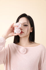 Loose Fit Corsage Knit Pink