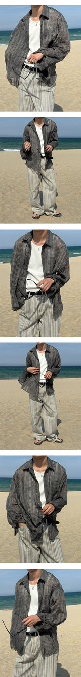 [Unisex] Summer check linen shirts(2color)